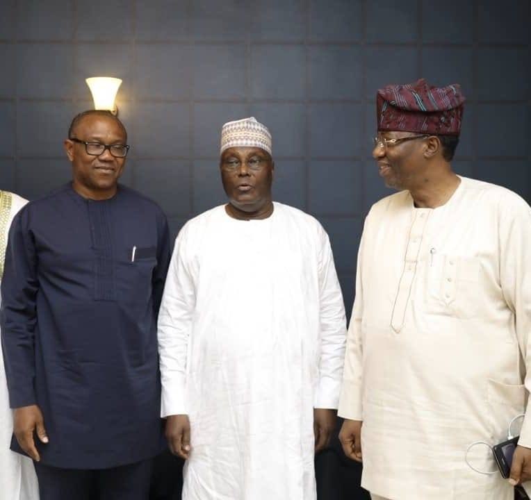 Peter Obi (L), Atiku Abubakar (M) and Gbenga  Daniel (R)