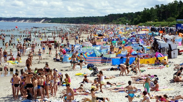 Plaża w Ustce w wakacje