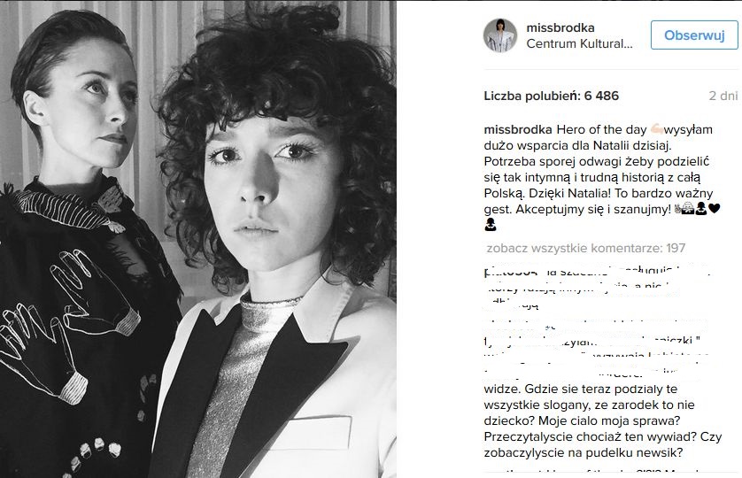 Monika Brodka również wsparła Natalię Przybysz i wyraziła podziw dla jej odwagi: