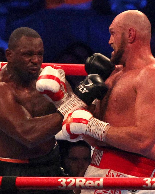 Tyson Fury returned Dillian Whyte's punch with a right hand of his own