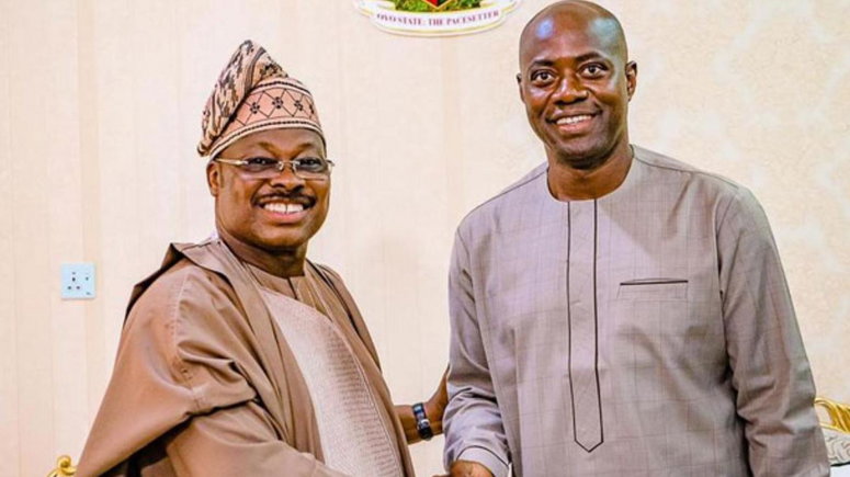 Late former governor of Oyo State, Senator Abiola Ajimobi and his successor, Engineer Seyi Makinde (Yes Magazine)