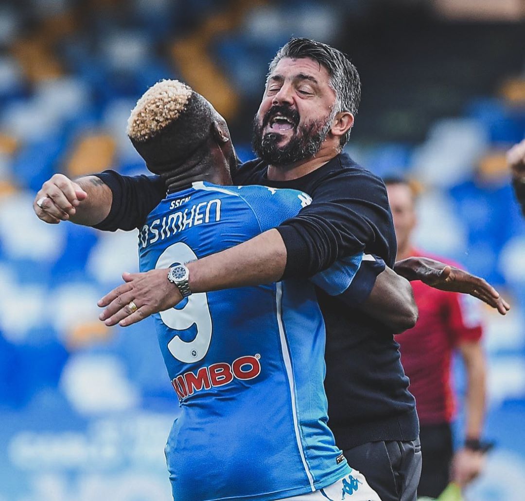 Victor Osimhen celebrated with Gennaro Gattuso after his debut goal for Napoli (Instagram/Victor Osimhen)