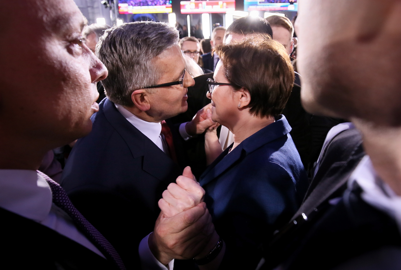 Bronisław Komorowski i Ewa Kopacz w czasie wieczoru wyborczego