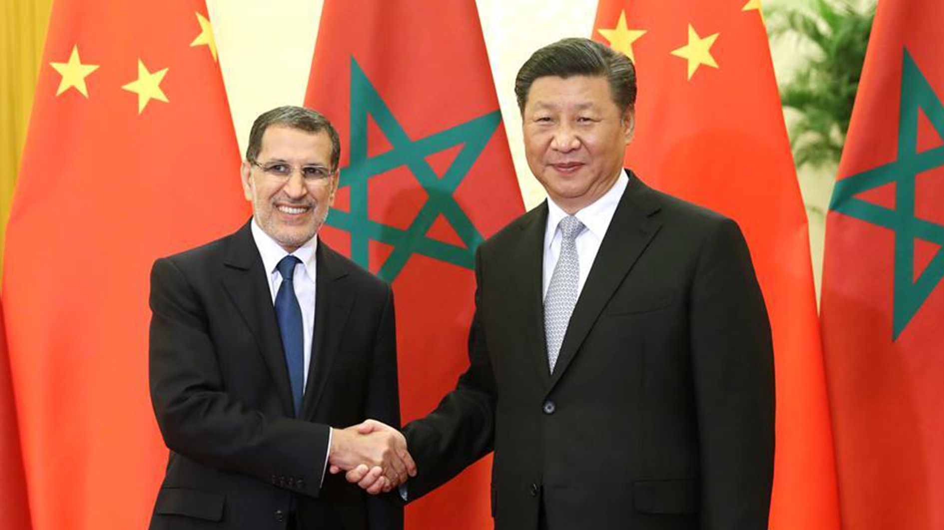 Moroccan Prime Minister Saad Eddine El Othmani with Chinese President Xi Jinping. (CGTN)