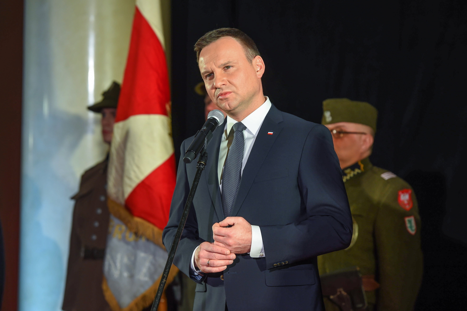 Prezydent Andrzej Duda, podczas premiery filmu Jerzego Zalewskiego