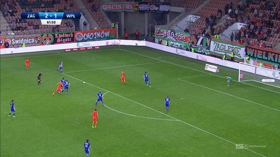 Zagłębie - Wisła P. (2:1): Efektowna dwójkowa akcja Świerczoka z Pawłowskim. Kiełpin hokejową paradą ratuje Wisłę przed utratą gola!