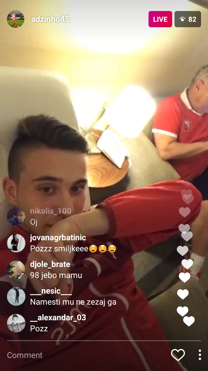 Luka Adžić u lajvu na Instagramu
