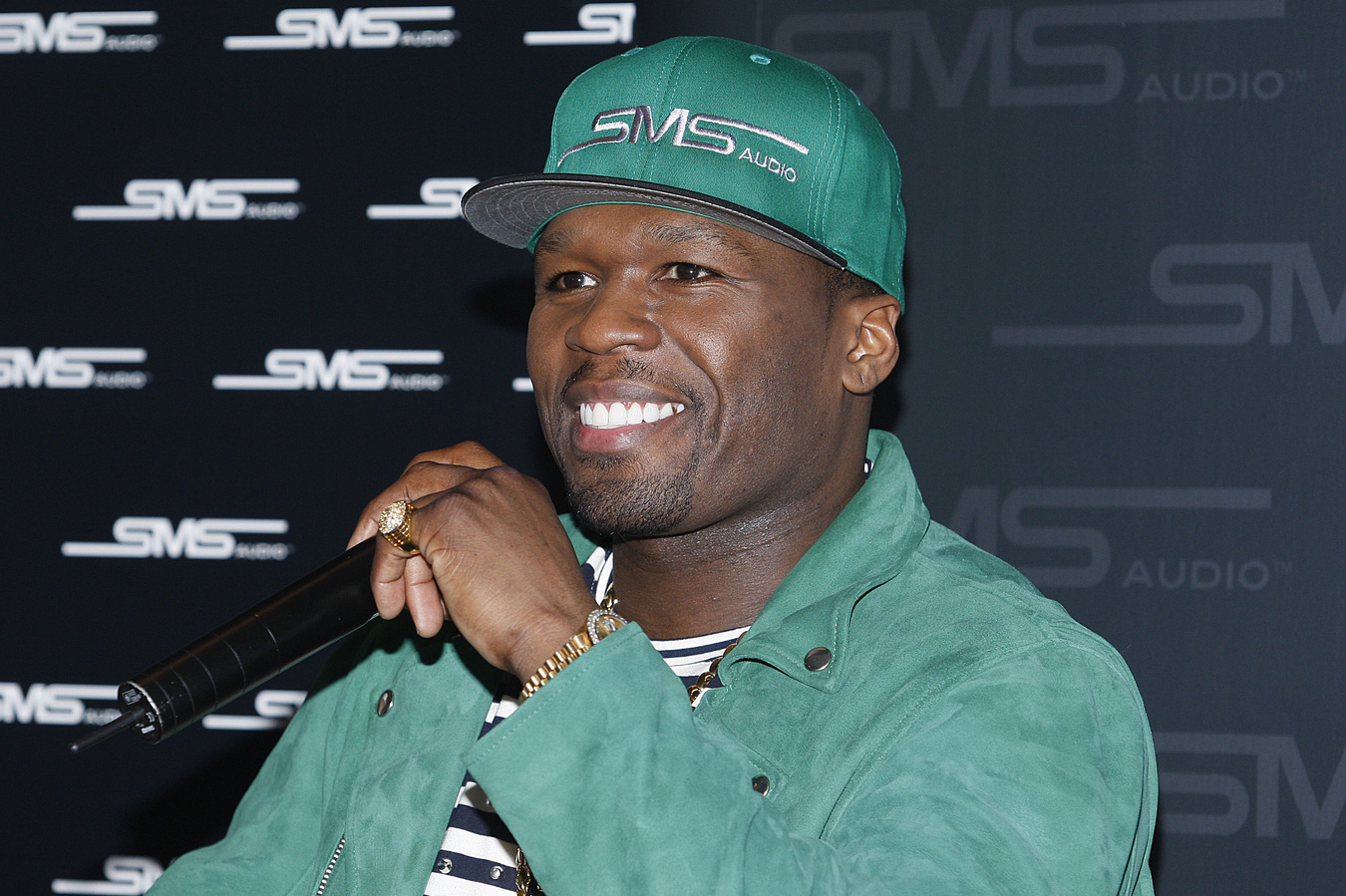 50 Cent na konferencji prasowej w Warszawie
