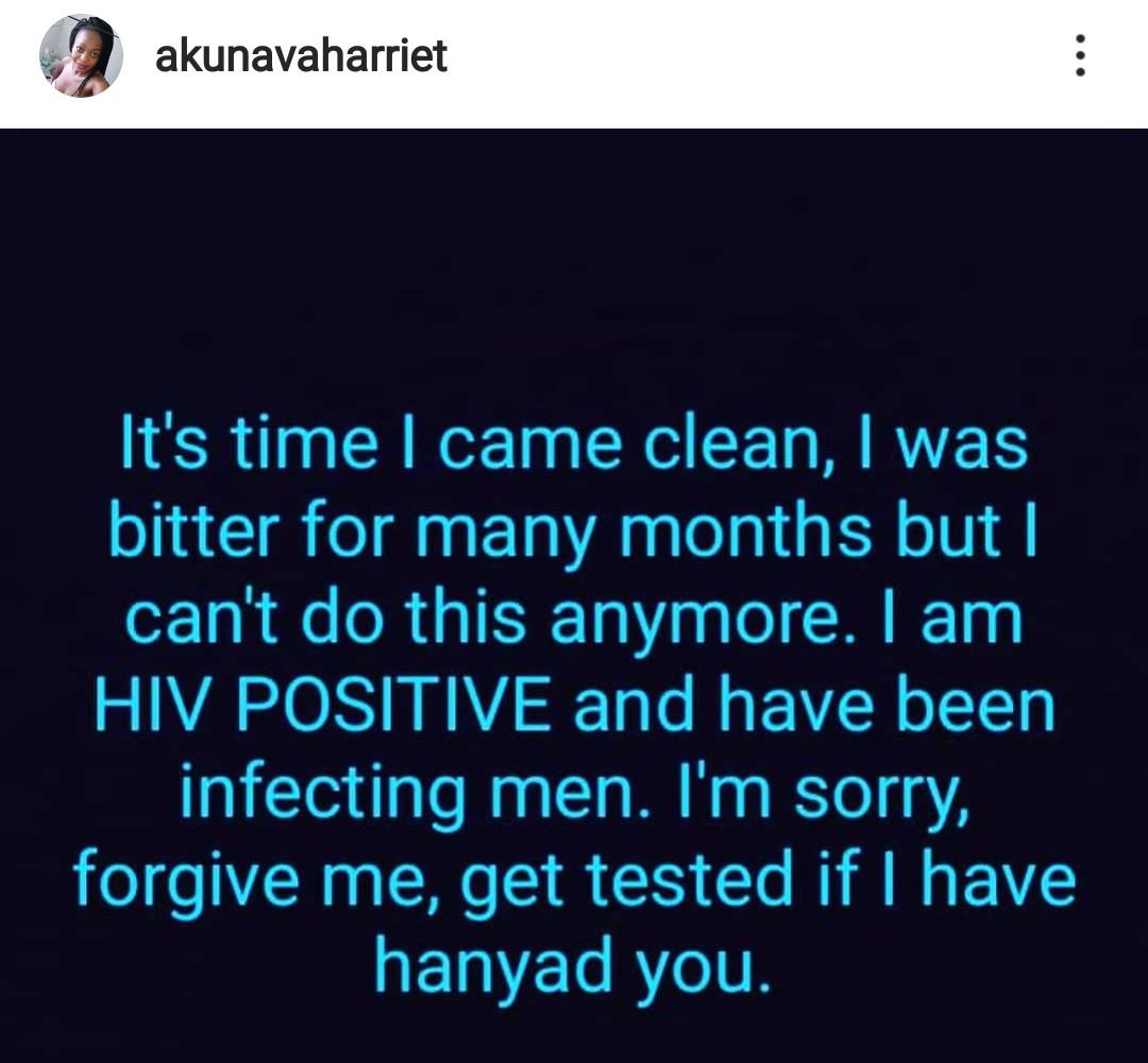 HIV positive lady claims she's been infecting men deliberately out of bitterness