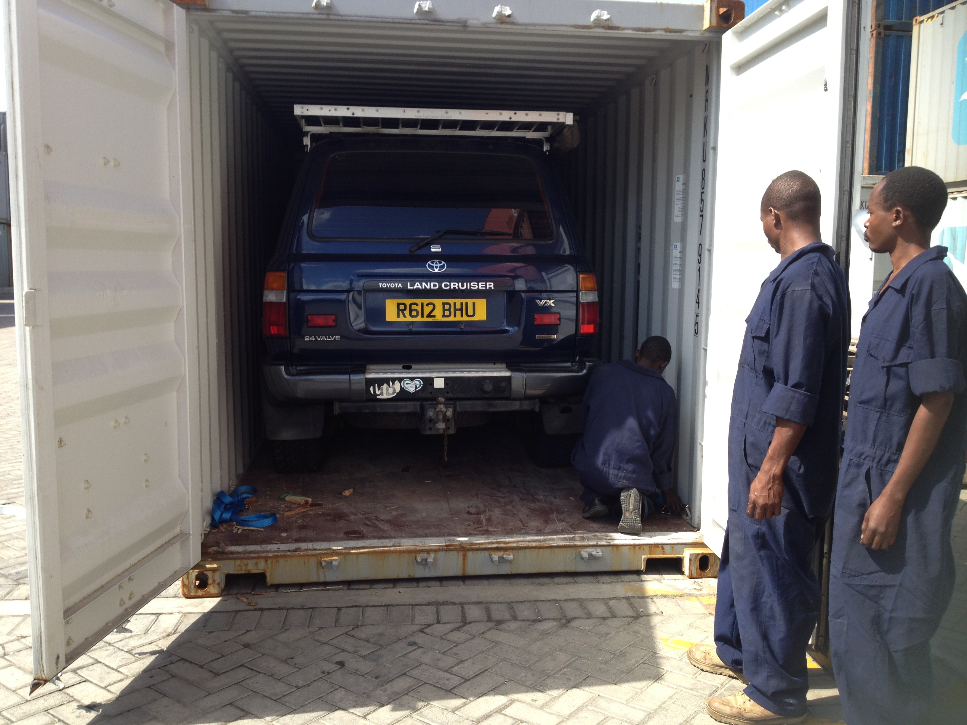 A car hidden inside a container at the Port of Mombasa.