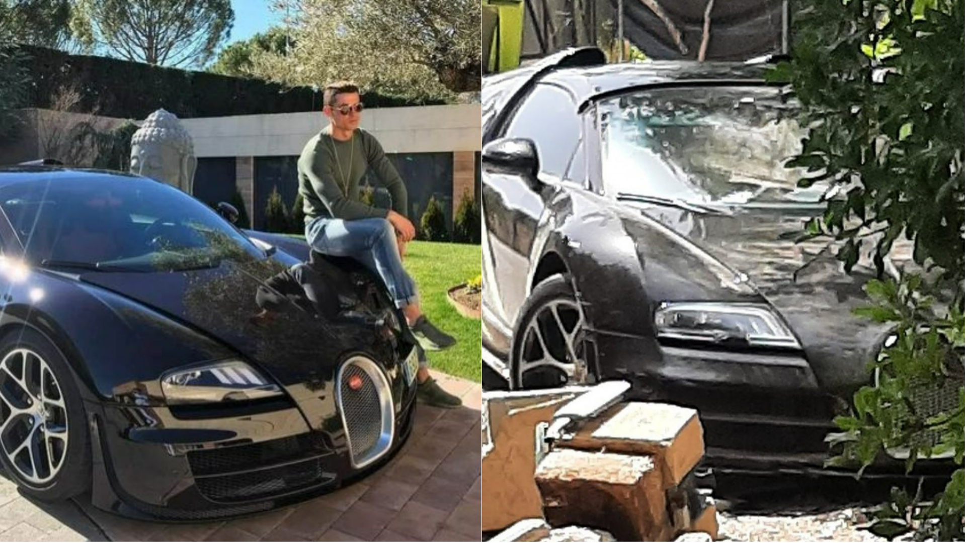 Cristiano Ronaldo\'s body guard crashes 2 billion naira Bugatti