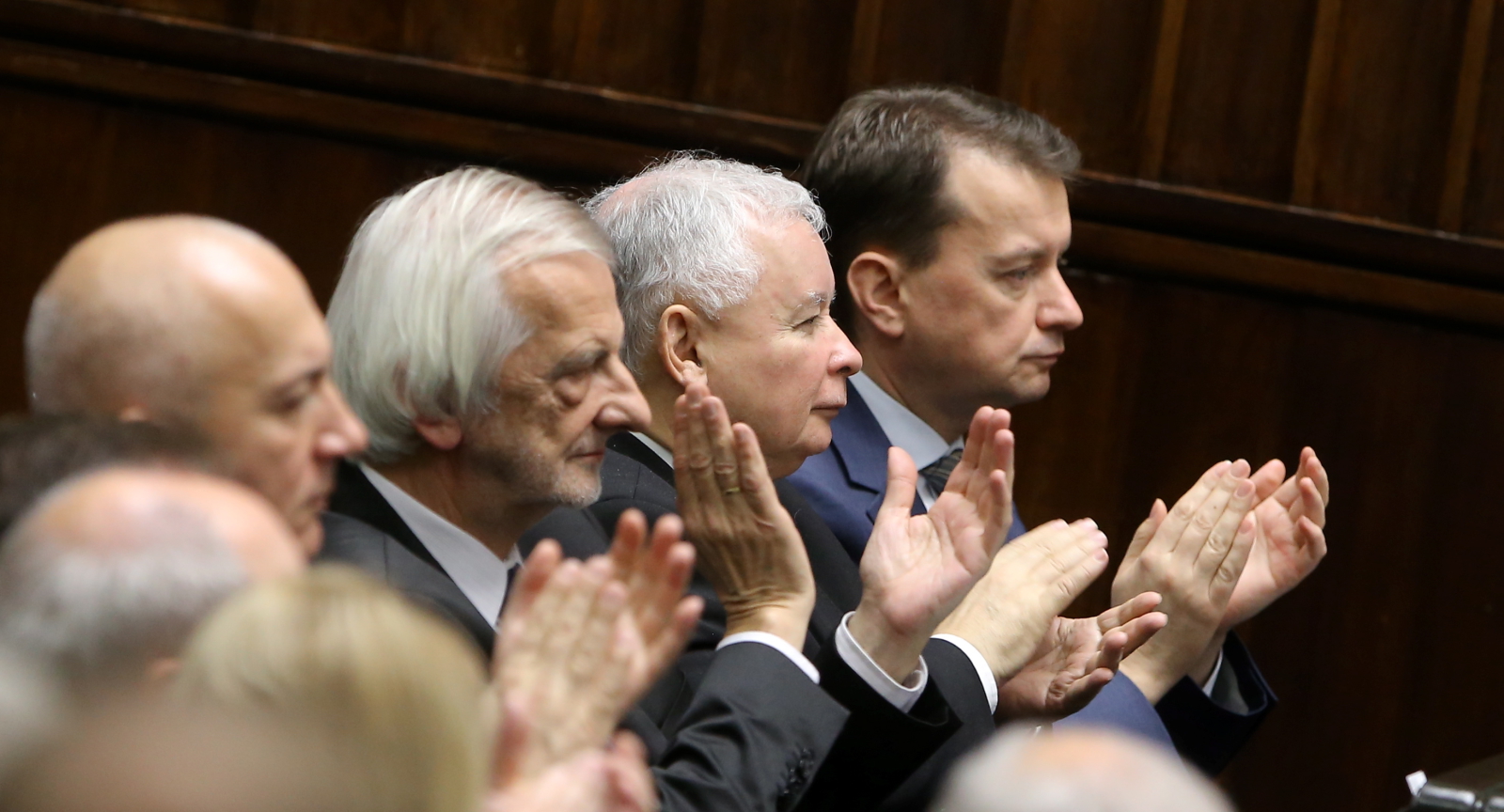 Politycy PiS, od lewej: Joachim Brudziński, Ryszard Terlecki, Jarosław Kaczyński i Mariusz Błaszczak