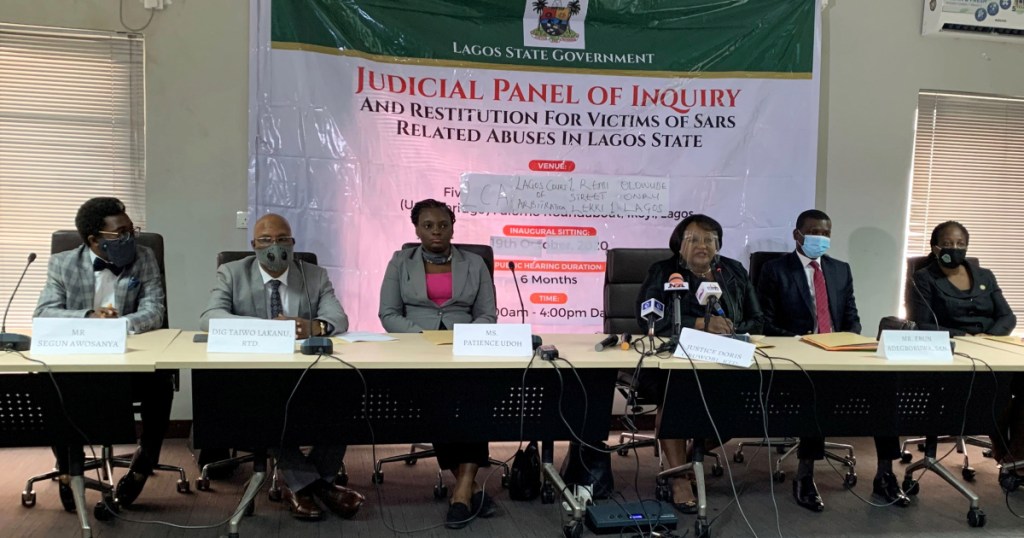 The seven-man panel set up by Lagos State Government to probe police brutality cases in the state. (My celebrity and I)