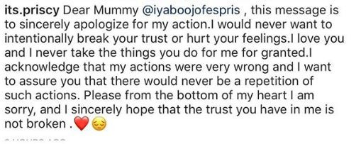 Iyabo Ojo's daughter tries to regain her trust after hanging out at a strip club