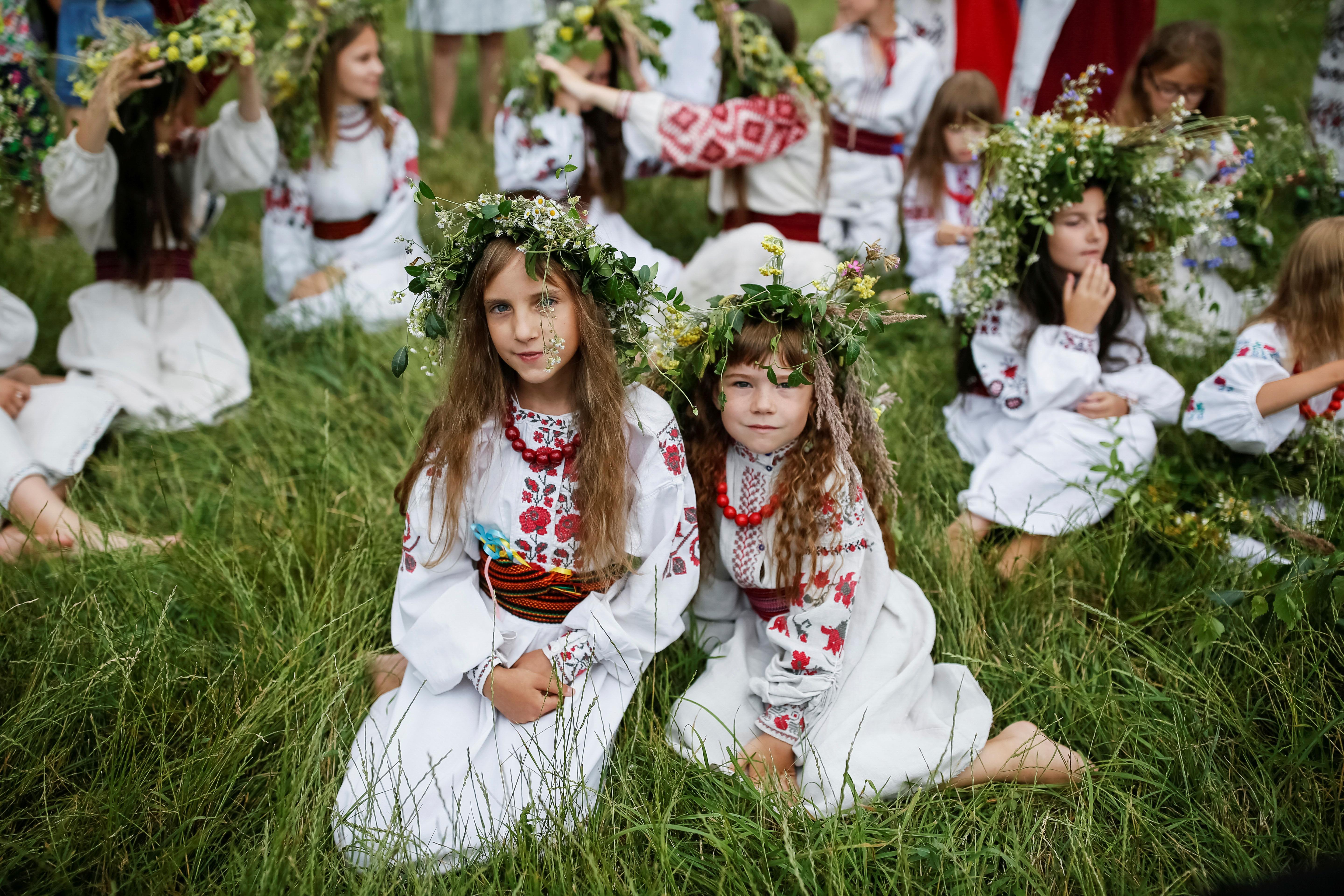 Girls attend a celebration on the traditional Ivana Kupala holiday in Kiev