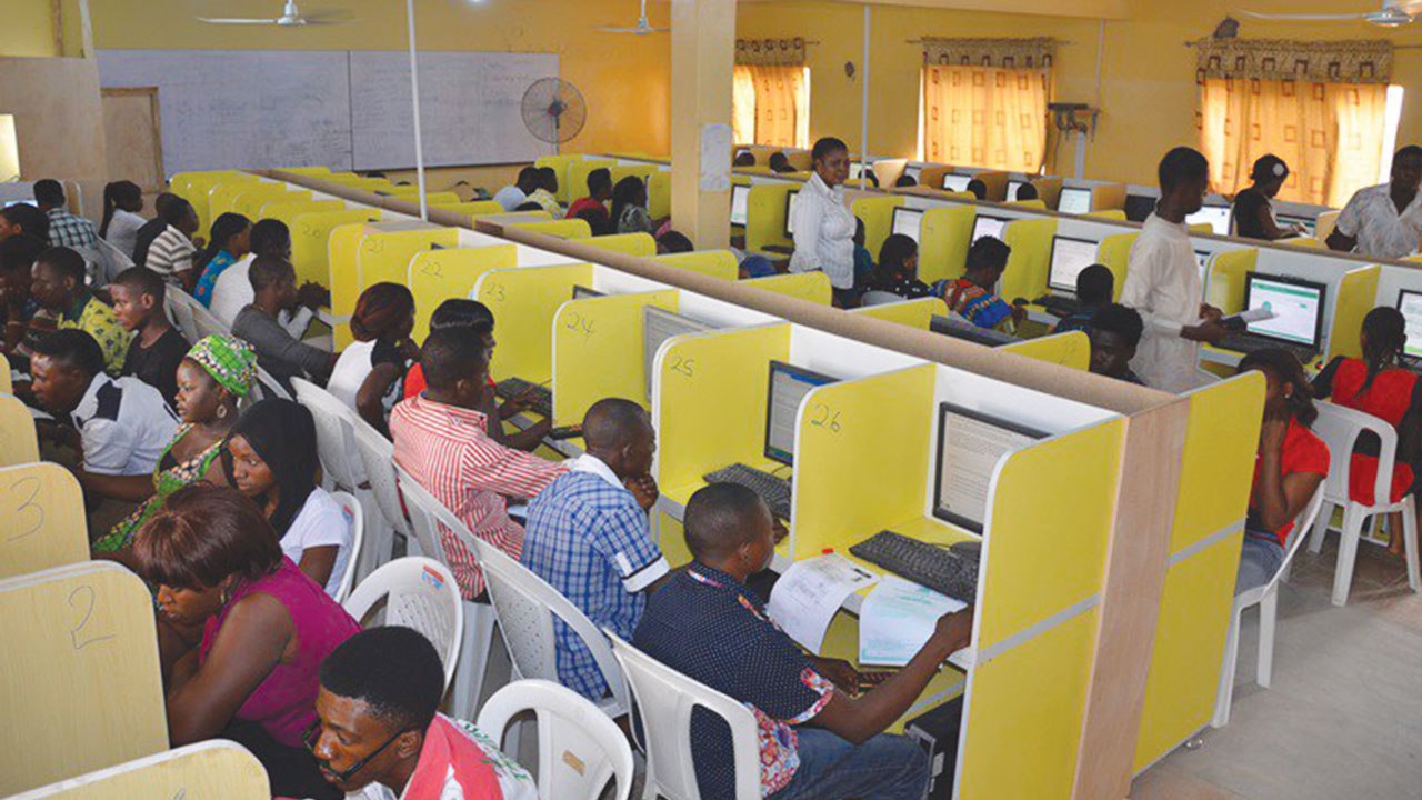 Nigerians checking their Joint Admissions and Matriculation Board (JAMB) results. (Premium Times)