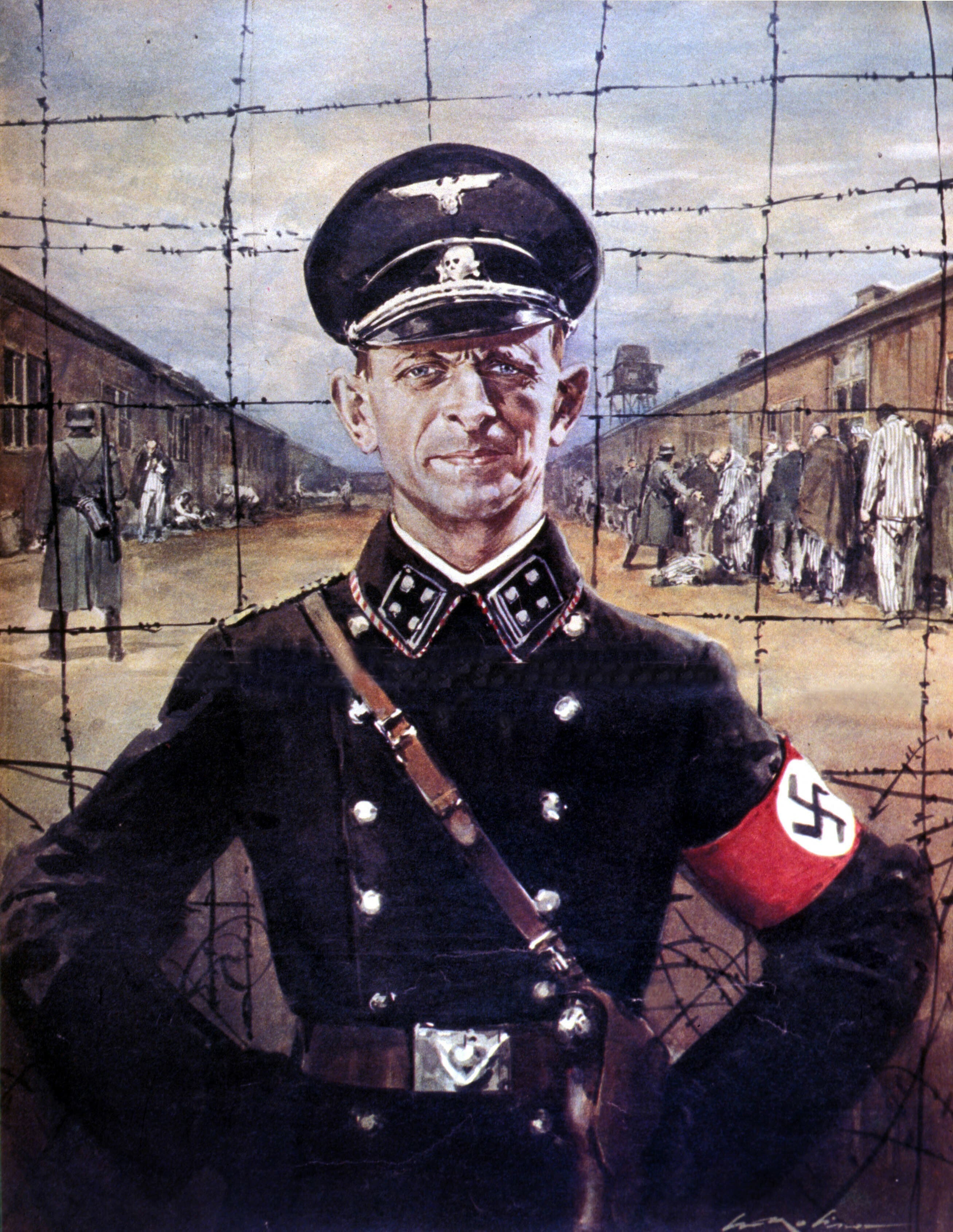 Portret Adolfa Eichmanna autorstwa włoskiego rysownika Waltera Molino.