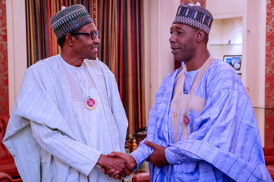 President Muhammadu Buhari with Borno Governor, Babagana Umara Zulum (Presidency)