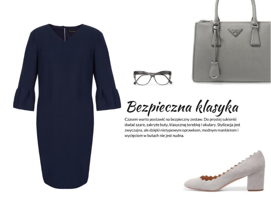 Sukienki do pracy na lato: Sukienka – VITO VERGELIS, Okulary – Elizabeth and James, Torebka – Prada, Buty – Chloé