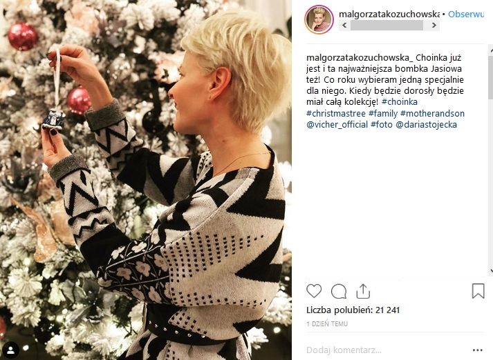 Małgorzata Kożuchowska przy okazji ubierania choinki zapoczątkowała rodzinną tradycję: