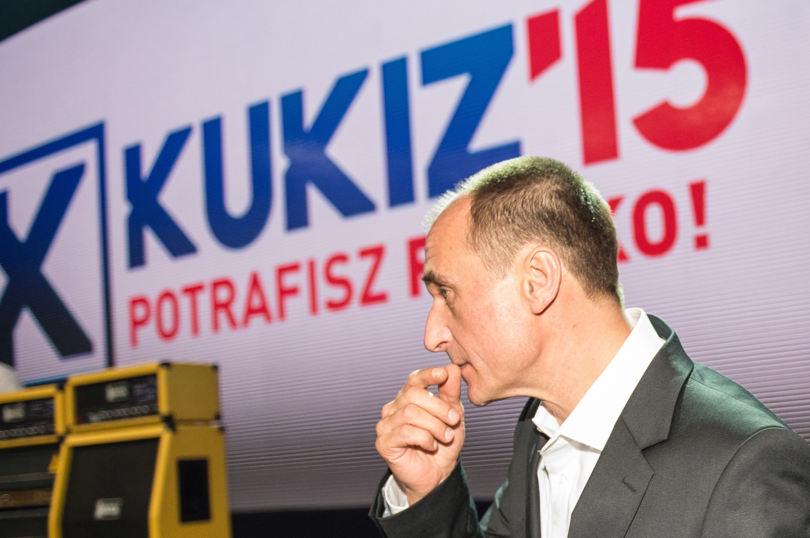 Paweł Kukiz w czasie wieczoru wyborczego