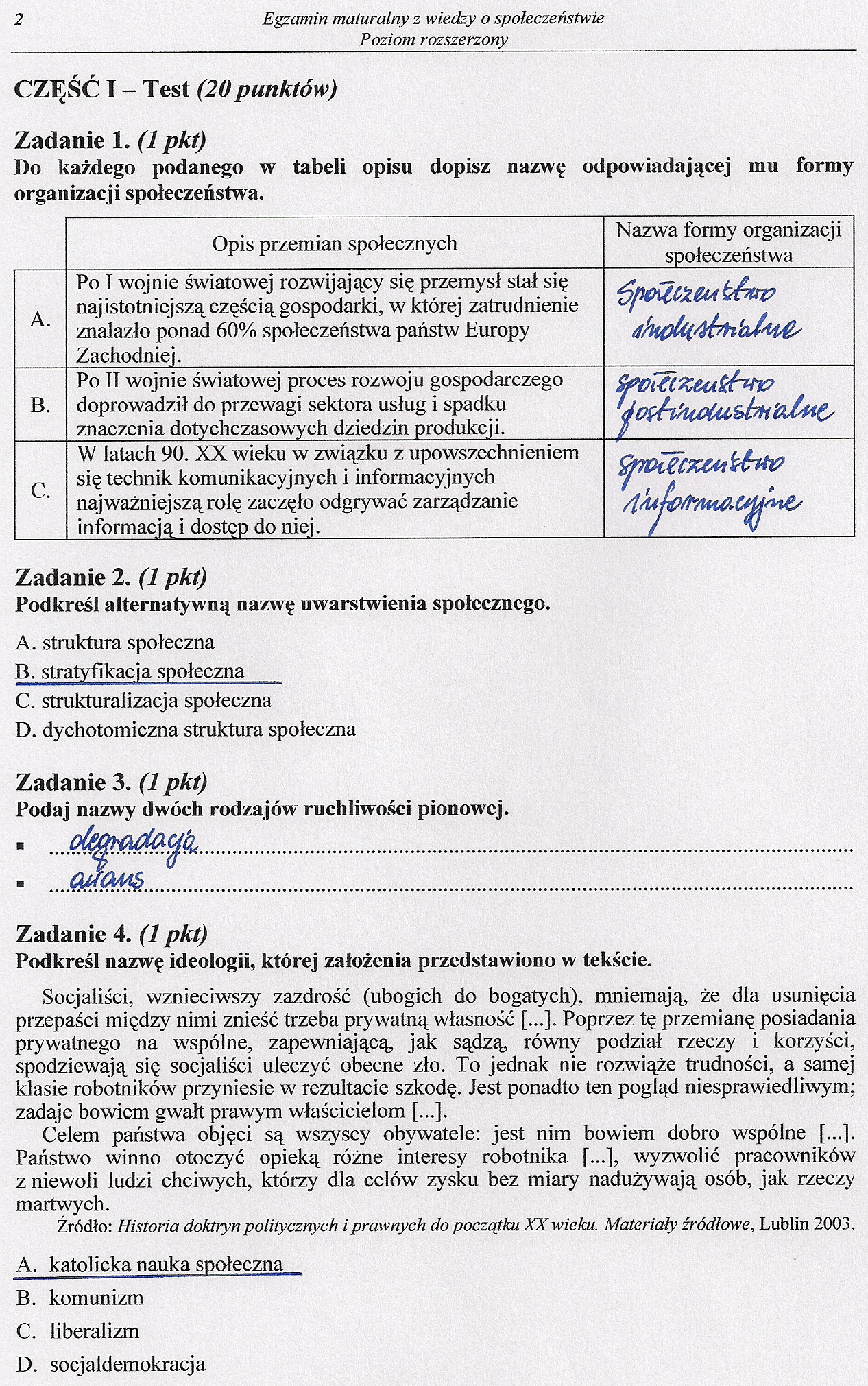 Matura z WOS - odpowiedzi do zadań z poziomu rozszerzonego