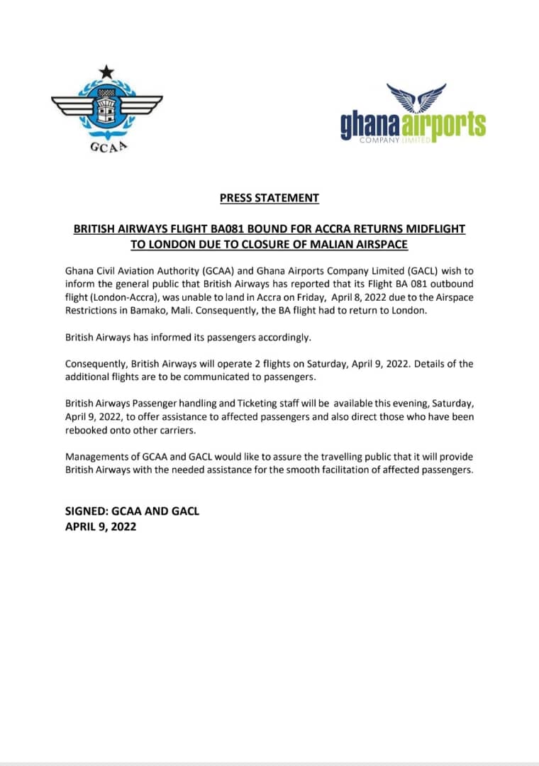 Ghana Airport Company statment