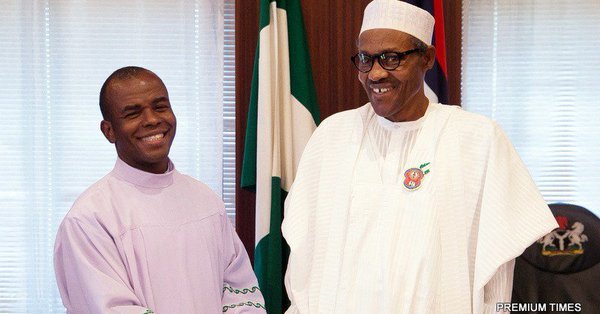 Buhari hosts controversial priest Fr. Mbaka at Aso Rock