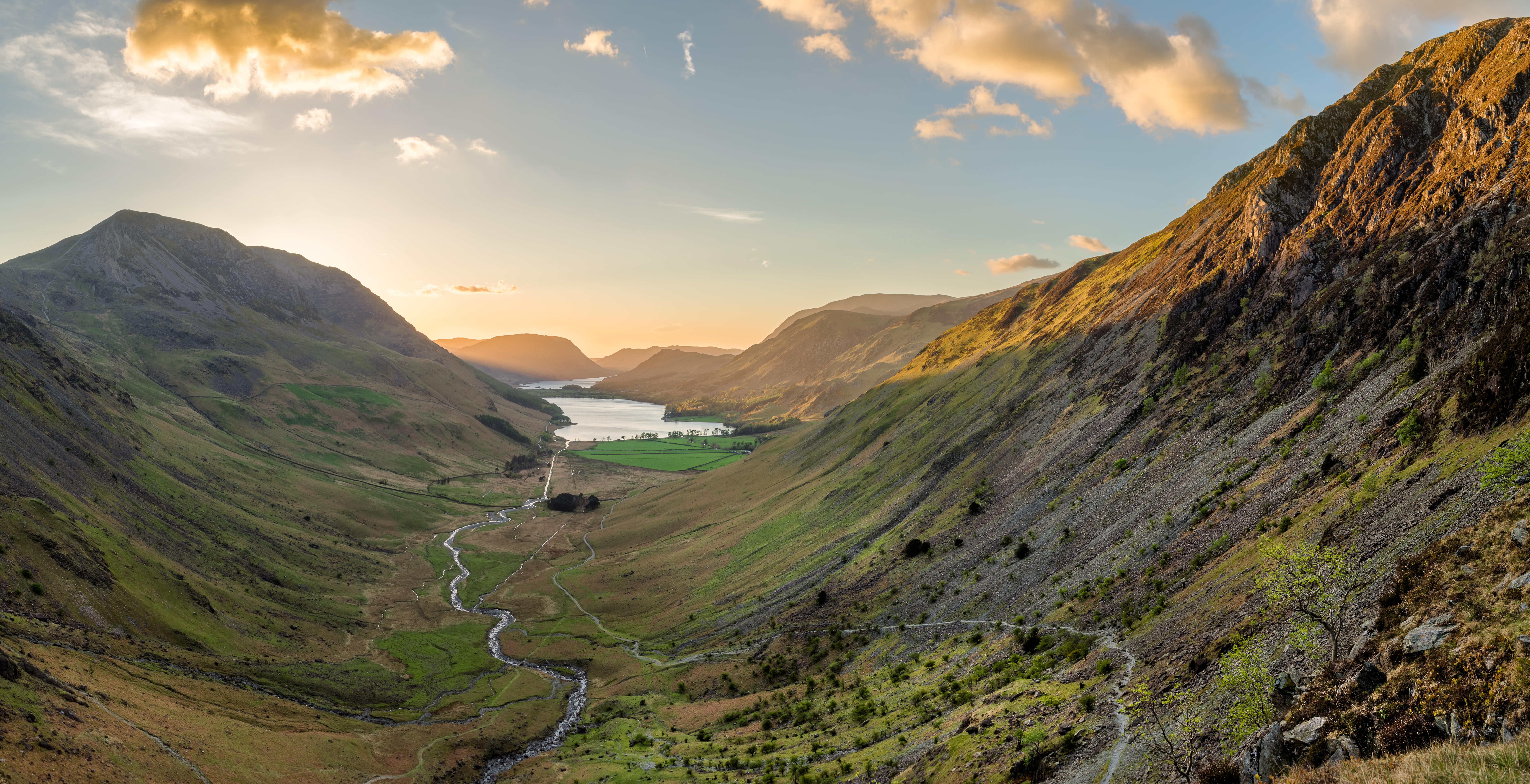 Panoramic View Of Buttermere In Lake District.