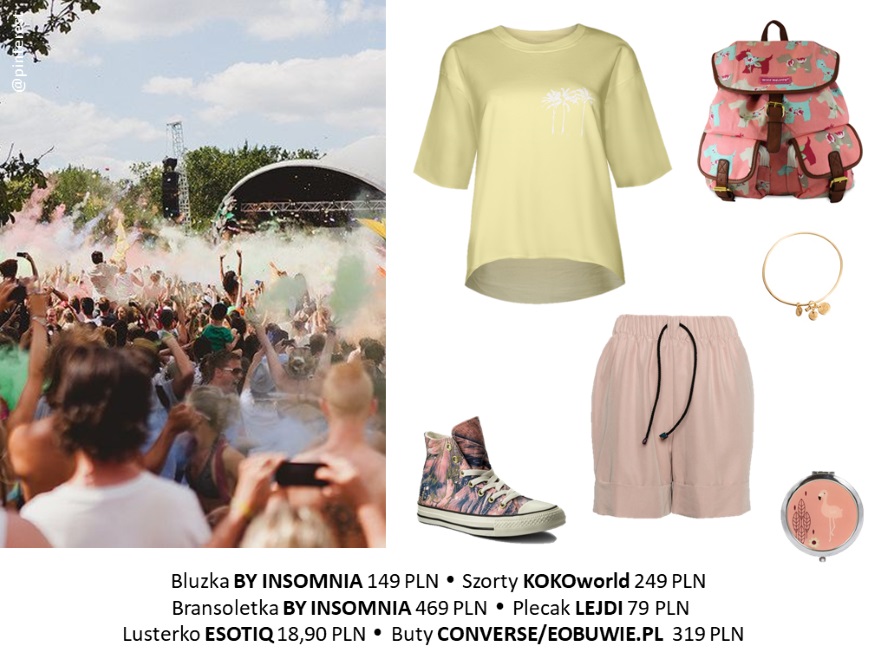 Podczas Coke Live czy Opener’a festiwalowi weterani nie zapominają także o wygodzie. Sportowe obuwie, plecak i bawełniany top to wręcz festiwalowa klasyka! Odważnym optymistom liczącym na ciepłe noce polecamy szorty w najmodniejszym pastelowym różu.