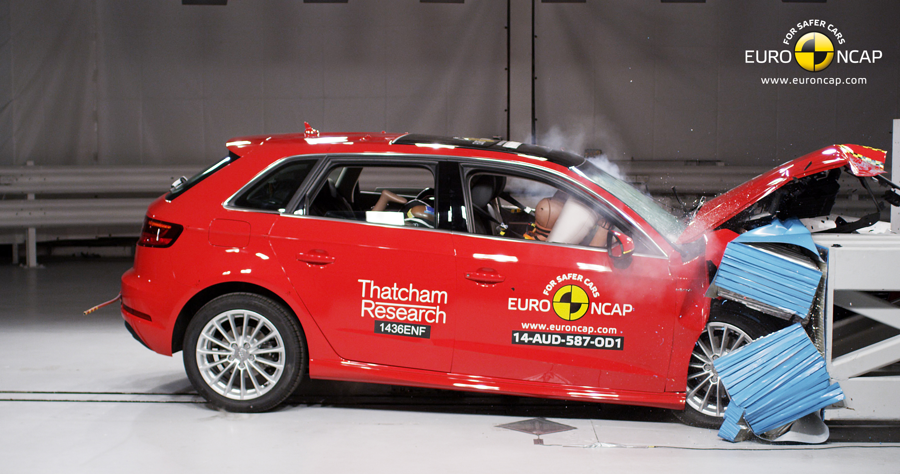 Nowe audi A3 sportback e-tron w testach zderzeniowych Euro NCAP zdobyło najwyższą możliwą ocenę - 5 gwiazdek.