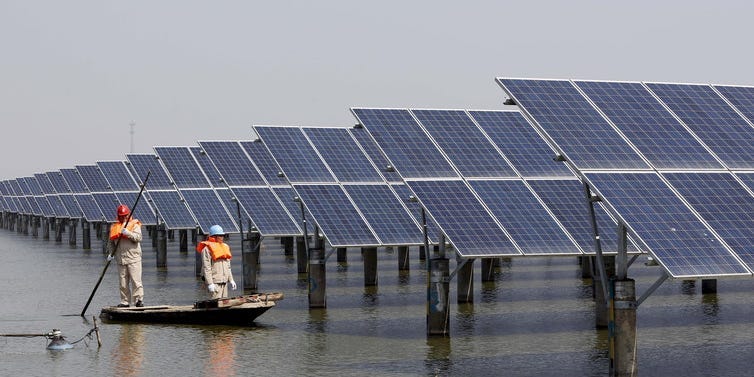 Solar panels as Rio Tinto mine taps solar power in South Africa as energy crisis deepens .REUTERS