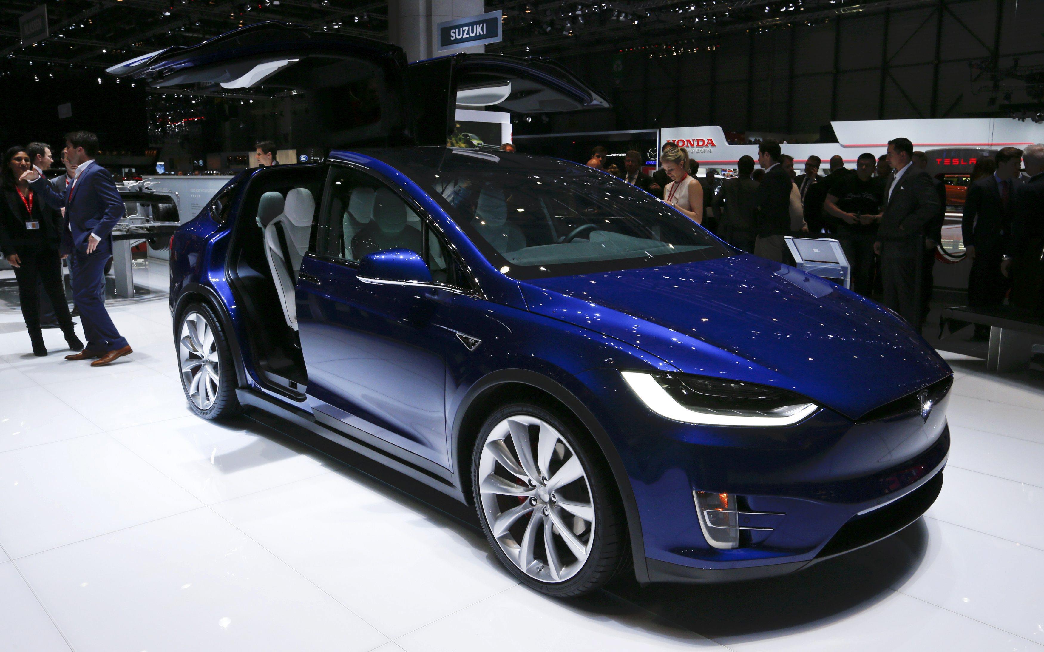 The new Tesla Model X P90D is pictured at the 86th International Motor Show in Geneva