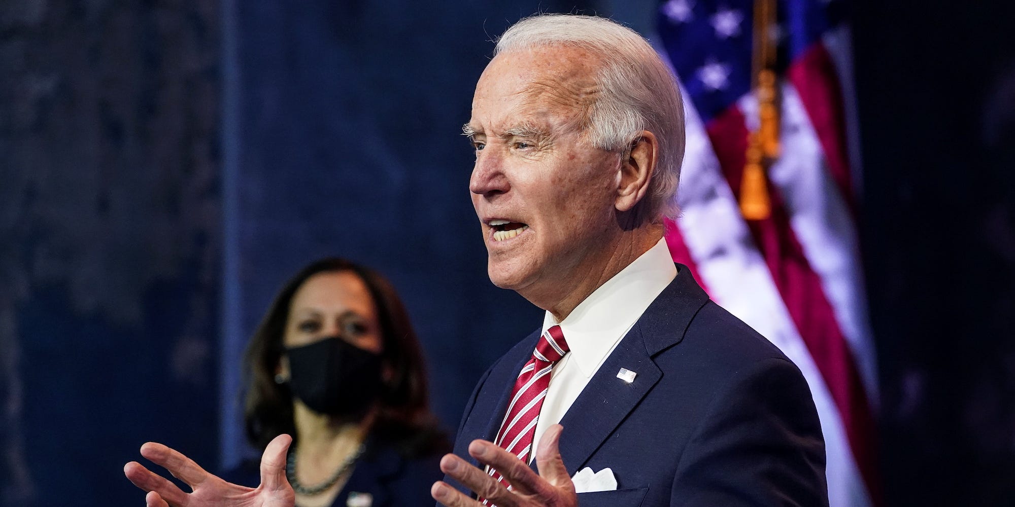 United States President-elect Joe Biden. Inset is Vice President-elect Kamala Harris (AFP)