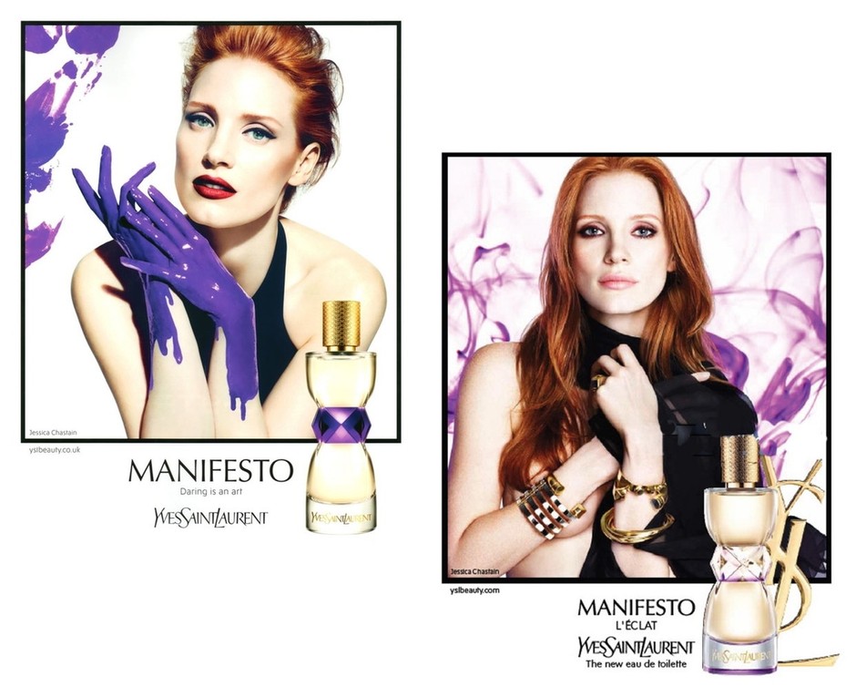 Jessica Chastain w reklamach YSL w 2012 i 2014 roku / YSL
