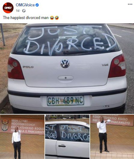 Man celebrates divorce by driving all over town in a car littered with 