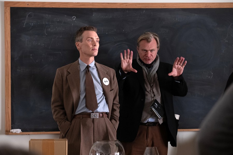 Reżyser Christopher Nolan i aktor Cillian Murphy na planie filmu 