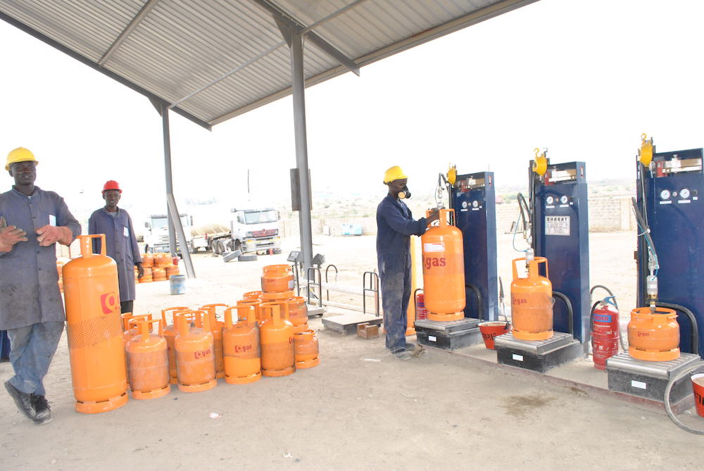 A cooking gas refiling station