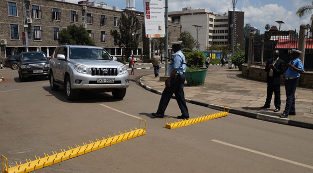 A police roadblock in Nairobi, Kenya