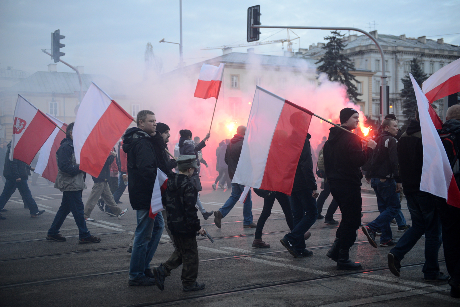 Marsz Niepodległości na ulicach Warszawy