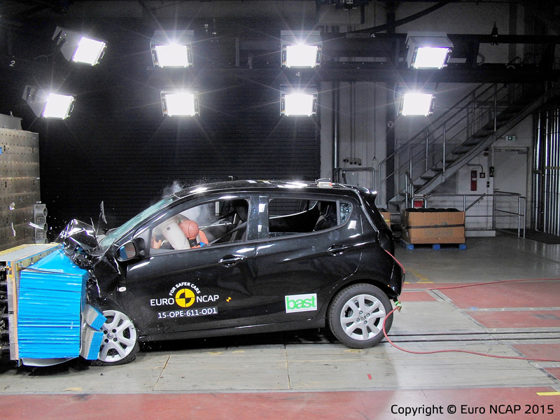 Za ochronę dorosłych opel karl zdobył 74 pkt. proc. W kategorii zabezpieczenia dzieci przed skutkami wypadków miejski model niemieckiej marki oceniono na 72 proc.