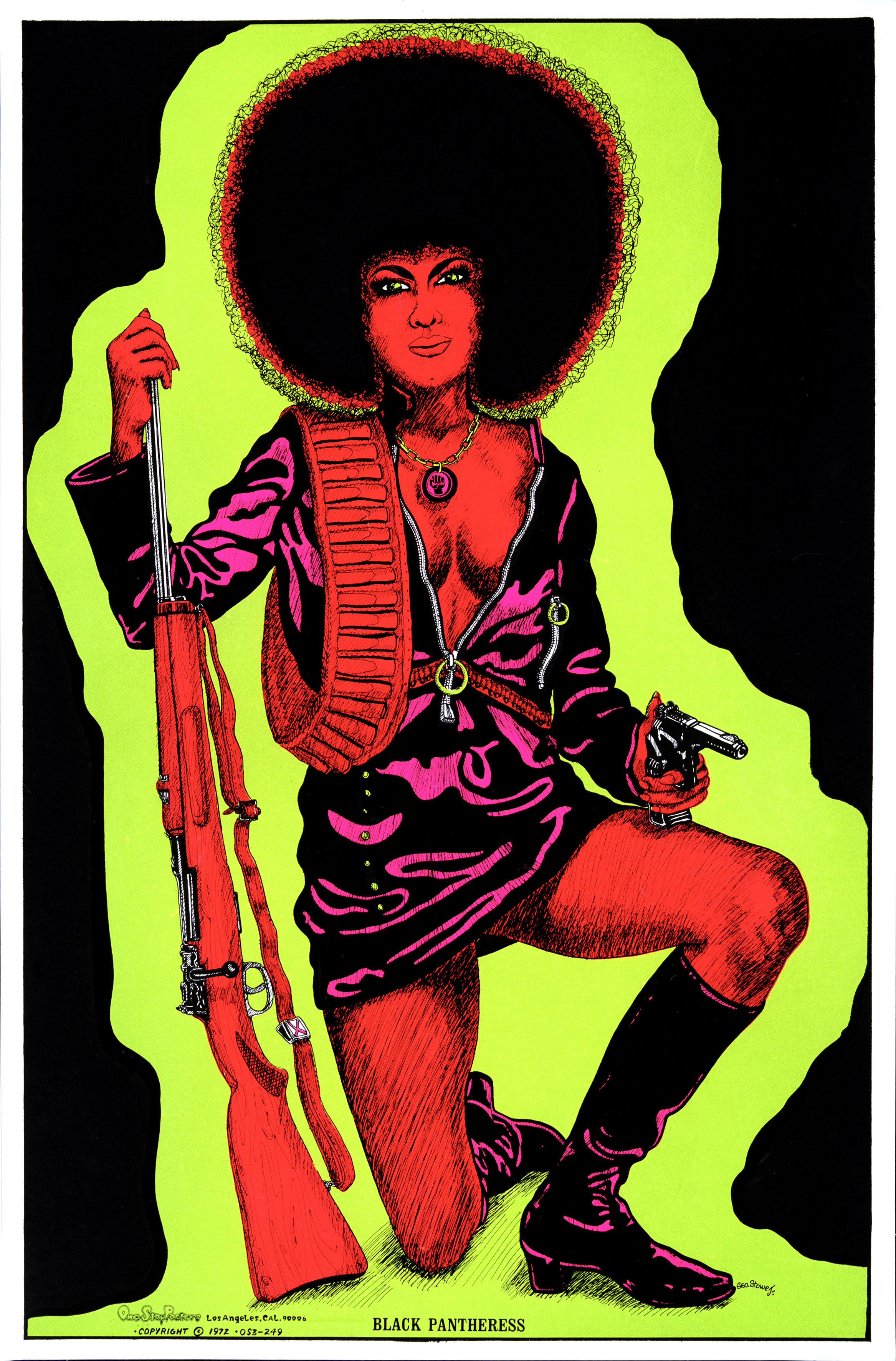 Plakat autorstwa George’a Stowe’a Jr. z podobizną Czarnej Pantery Angeli Davis, lata 70. XX w.