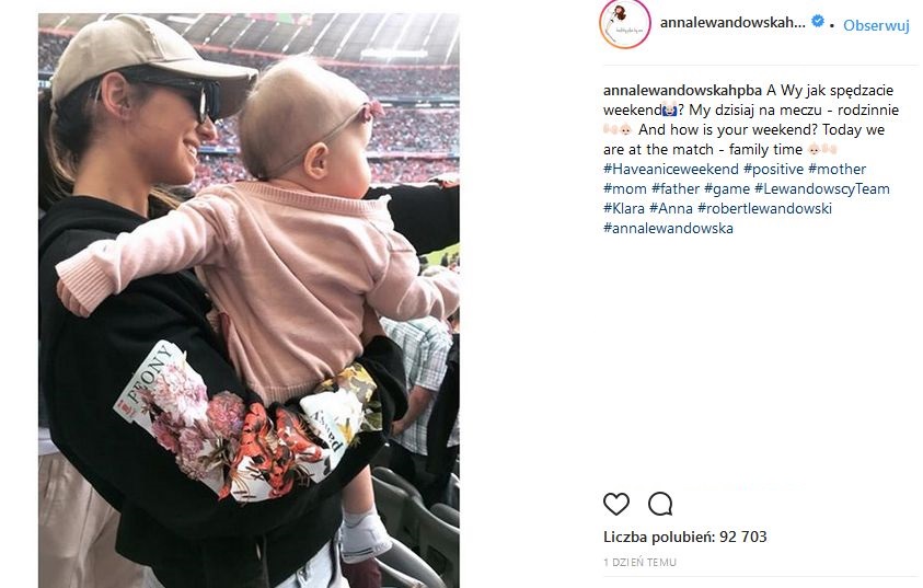 Rodzinna majówka Lewandowskich zaczęła się od wspólnego kibicowania tacie.