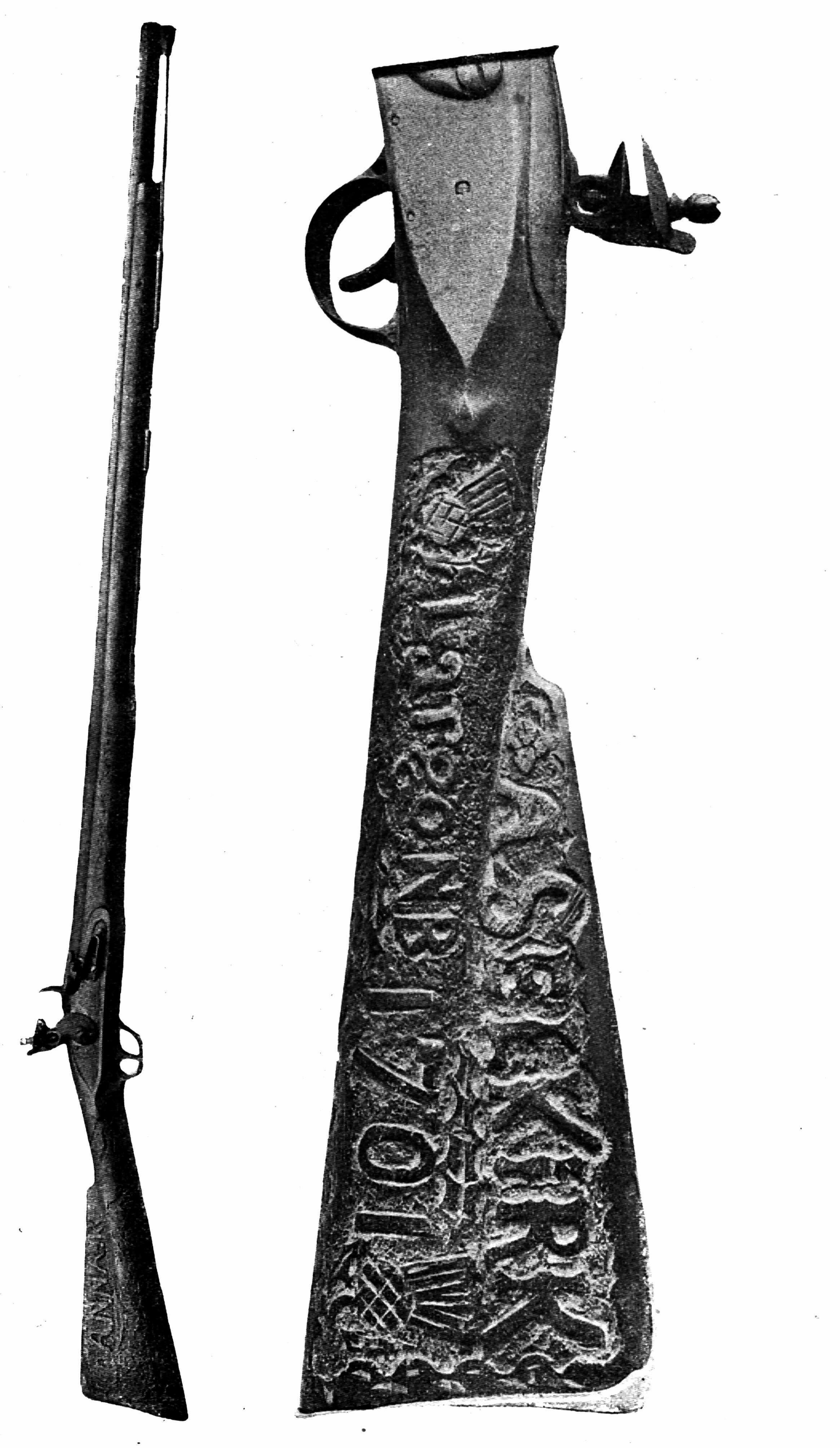 Broń należąca do Alexandra Selkirka, z wyrytym jego nazwiskiem i datą 1701 