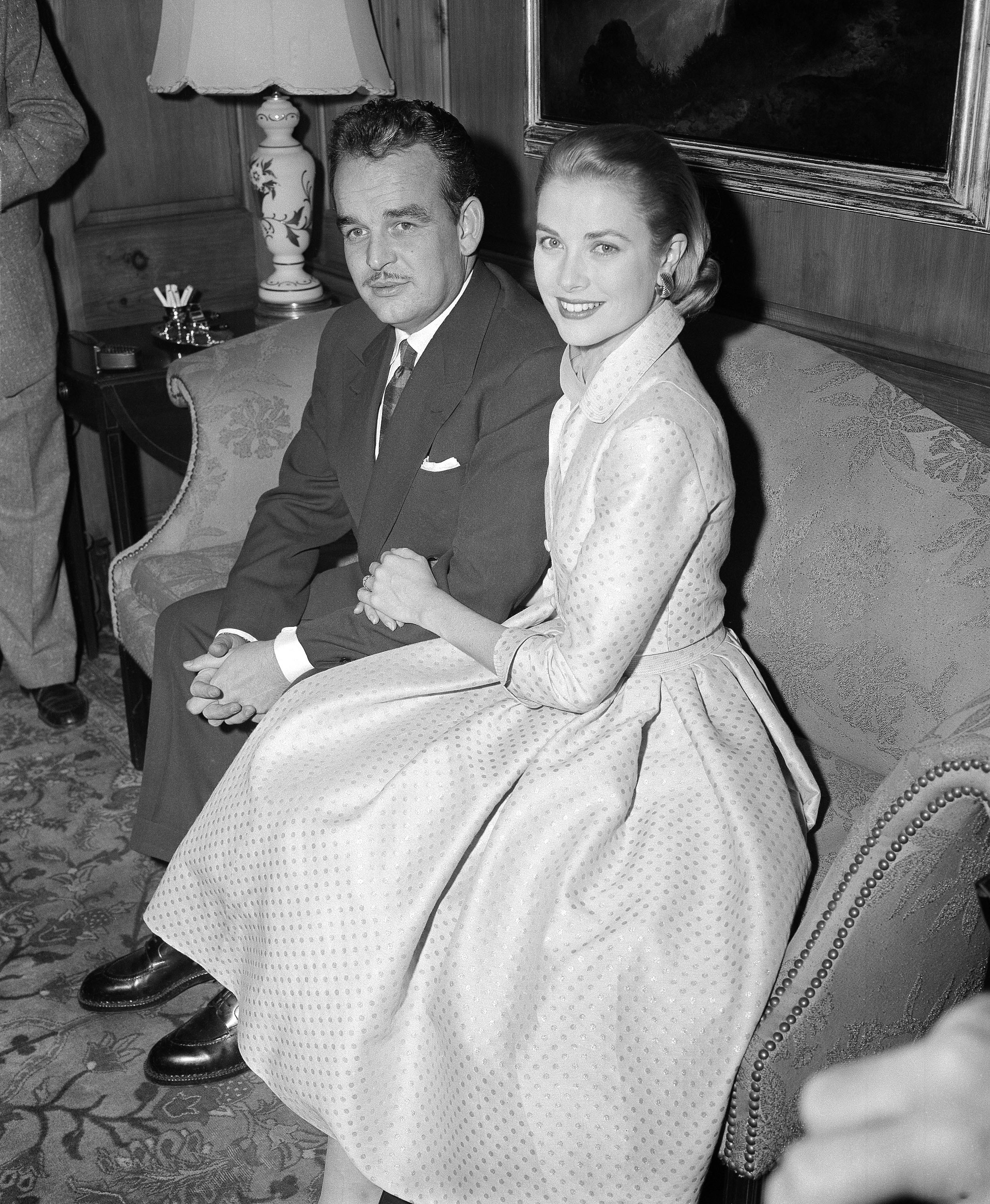 Grace Kelly i książę Rainier III w 1956 roku