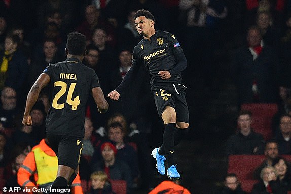 Mikel Agu was in action against Arsenal at the Emirate Stadium (AFP/Getty Images)