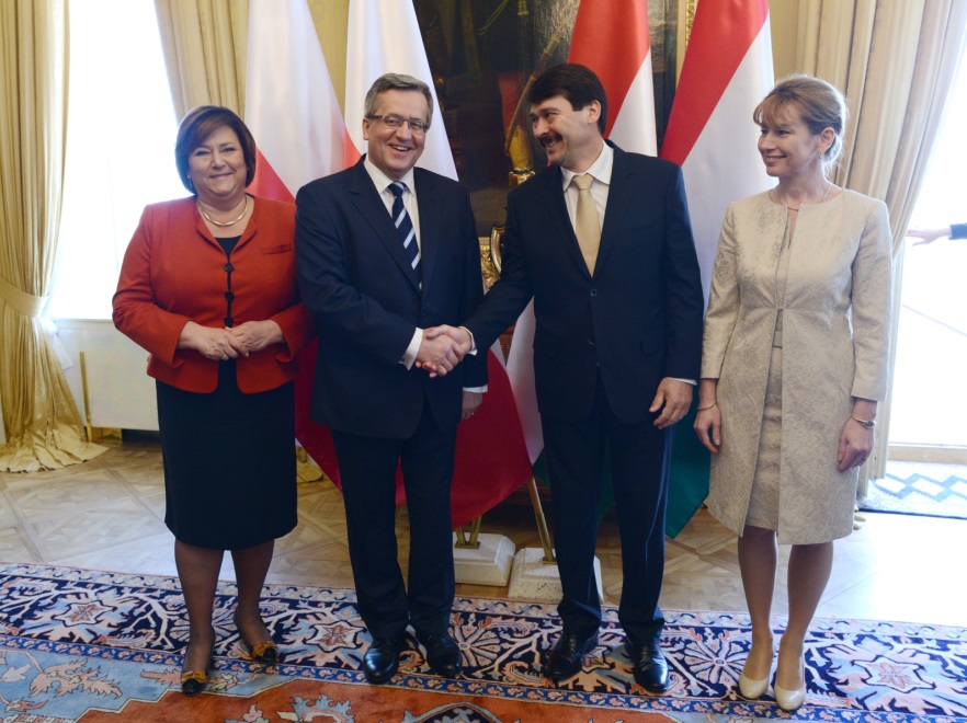 Anna i Bronisław Komorowscy z parą prezydencką Węgier