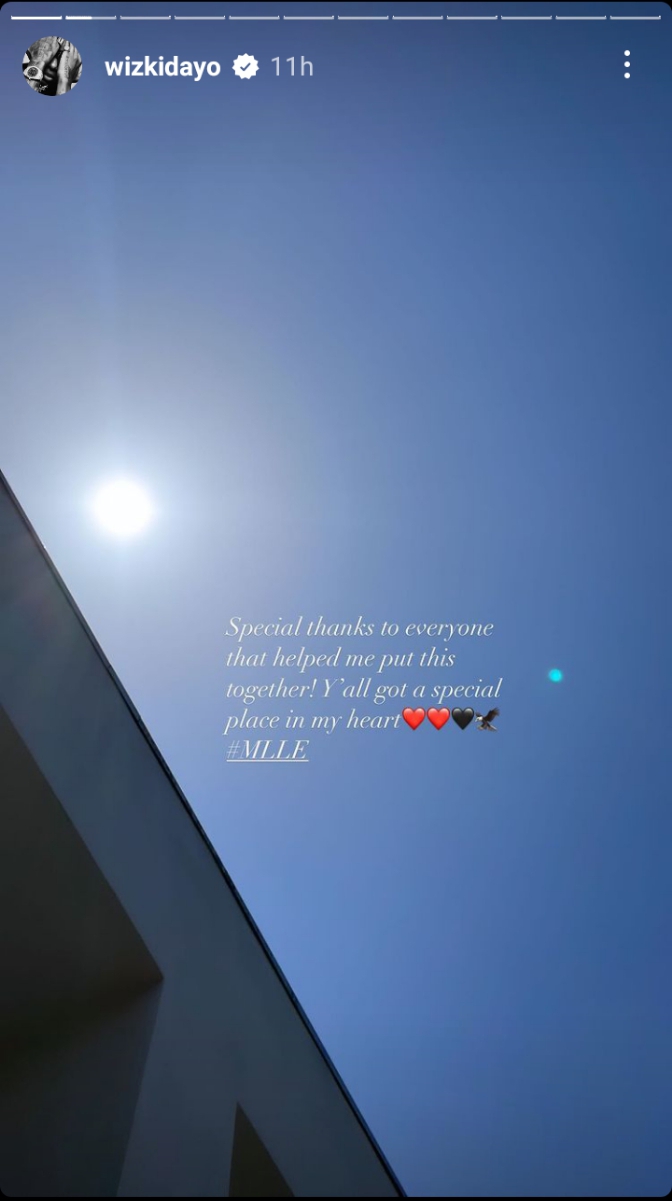Wizkid's Instagram Story 2