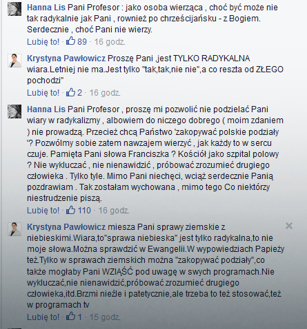 Dyskusja prof. Pawłowicz z Hanną Lis