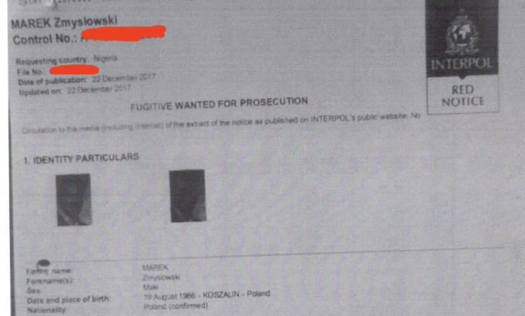 The Red Notice from Interpol declaring Marek Zmyslowski wanted (Medium/Marek Zmyslowski)